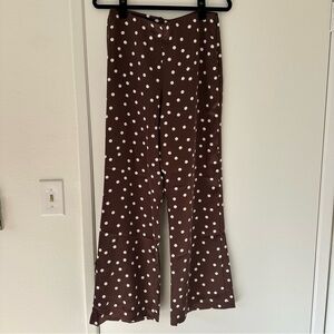 Zara Chocolate Polka Dot Satin Pants
